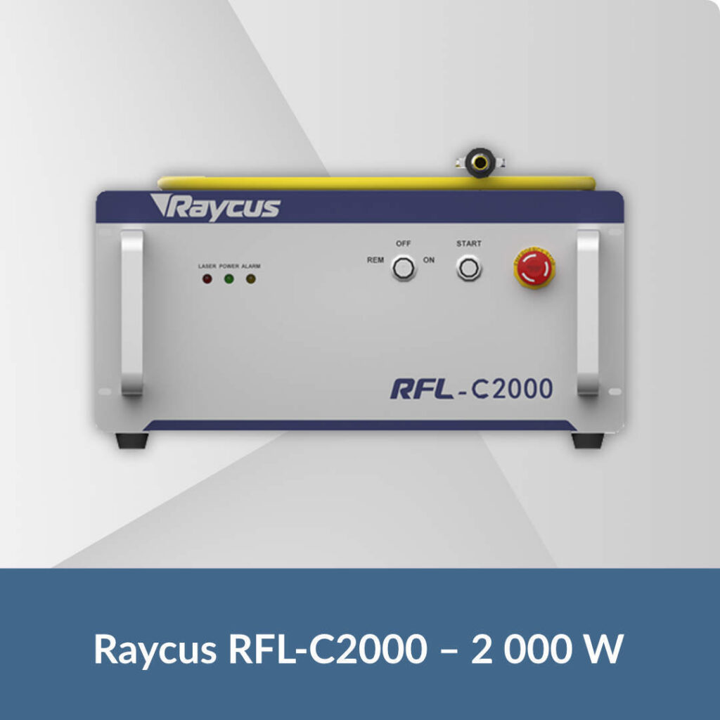 Raycus RFL-C2000 fiber laser source with 2,000 W output, designed for reliable and efficient industrial metal cutting applications.