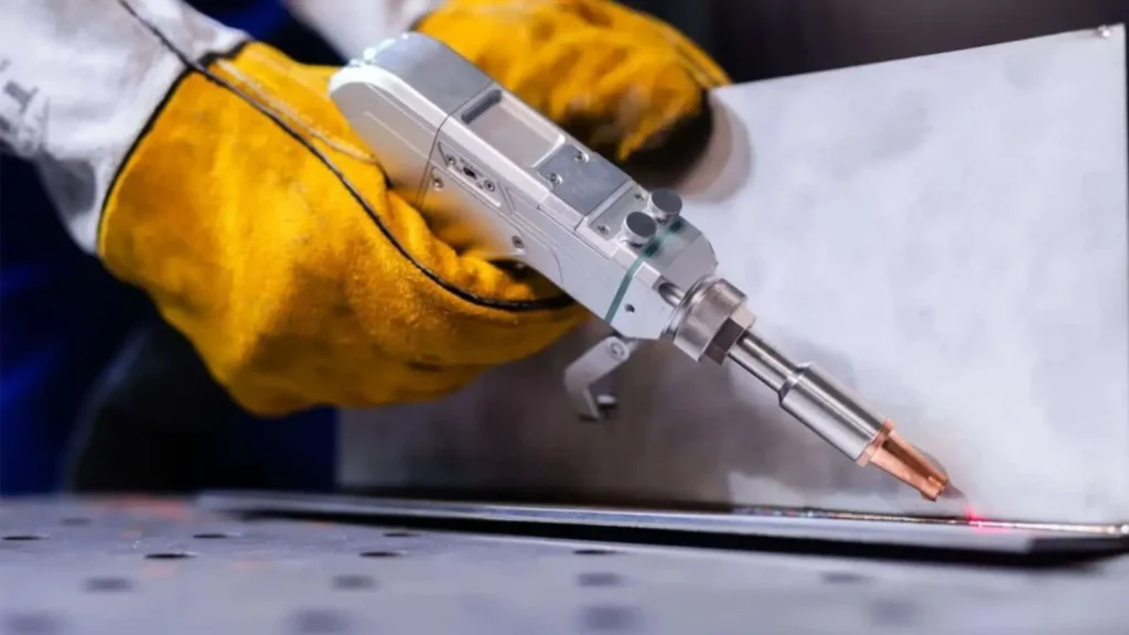 Laser welding machine for precise and low-heat metal joining.